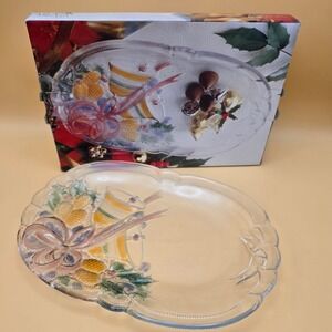 Mikasa Festive Bells Oblong Platter 10 1/4" Glass Serving Dish Japan WY160/349
